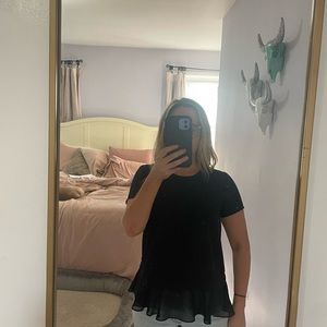 Madison by Madison Marcus Black Short Sleeve Blouse with Peplum Bottom